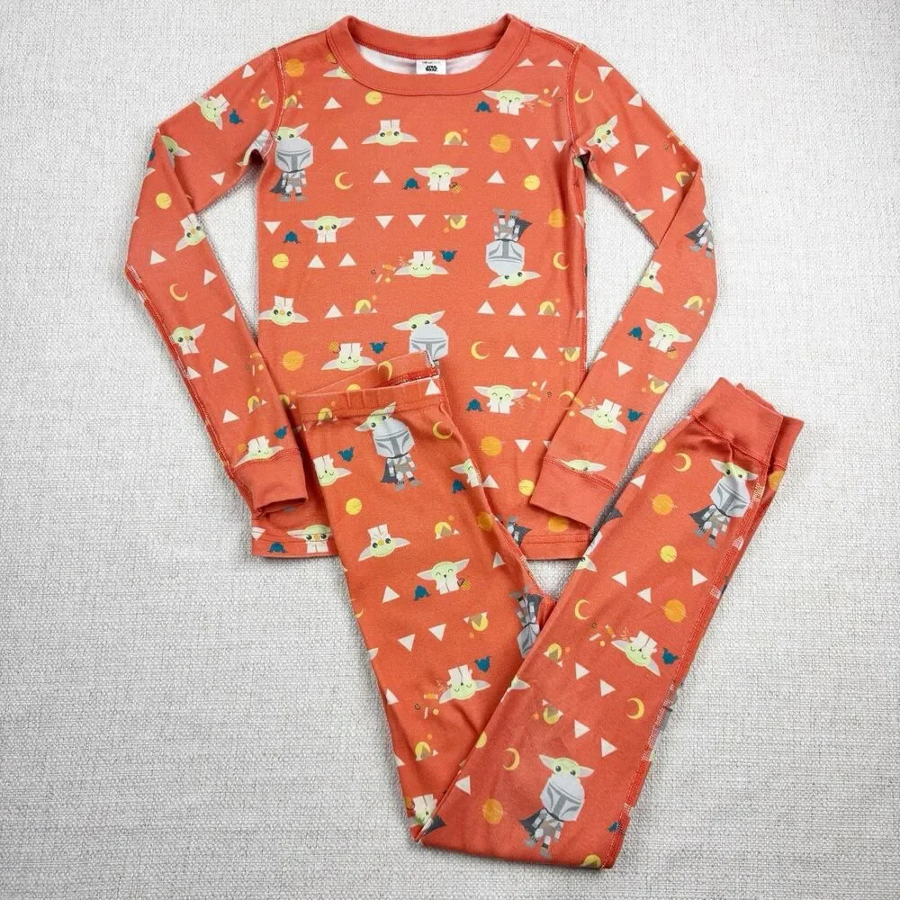 Hanna Andersson Star Wars Baby Yoda Pajama Set Size 140 cm US 10 Orange PJ